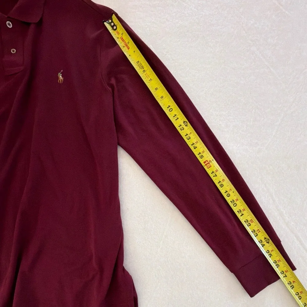 Polo Ralph Lauren Mens XL Pima Soft Touch Long Sleeve Polo Shirt Burgundy Maroon
